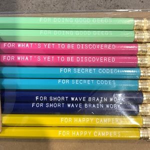 2/$14 NEW Message Pencils Set of 10 Made in USA Fossil Brand by Sideshow Press